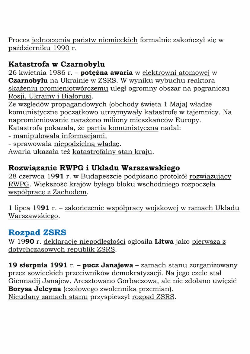 --- OCR Start ---
Kryzys ZSRS
Społeczeństwo ZSRS przestawało wierzyć komunistycznej
propagandzie ze względu na:
- kryzys gospodarczy wywołan