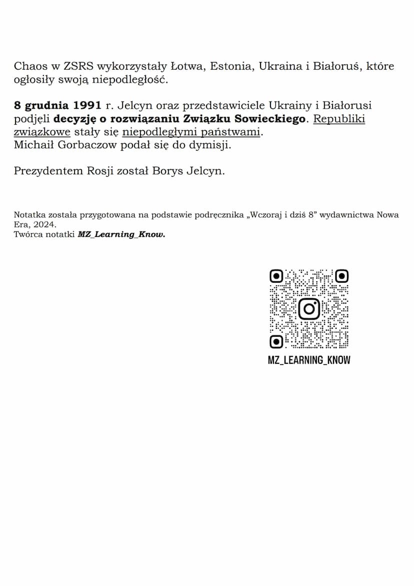 --- OCR Start ---
Kryzys ZSRS
Społeczeństwo ZSRS przestawało wierzyć komunistycznej
propagandzie ze względu na:
- kryzys gospodarczy wywołan