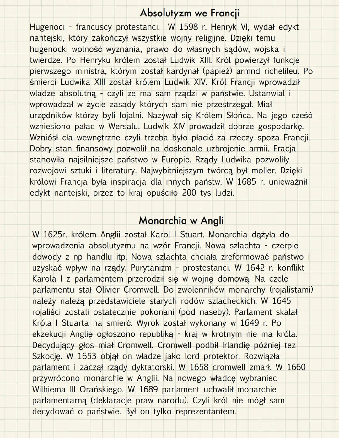 Absolutyzm we Francji
Hugenoci francuscy protestanci. W 1598 r. Henryk VI, wydał edykt
nantejski, który zakończył wszystkie wojny religijne.