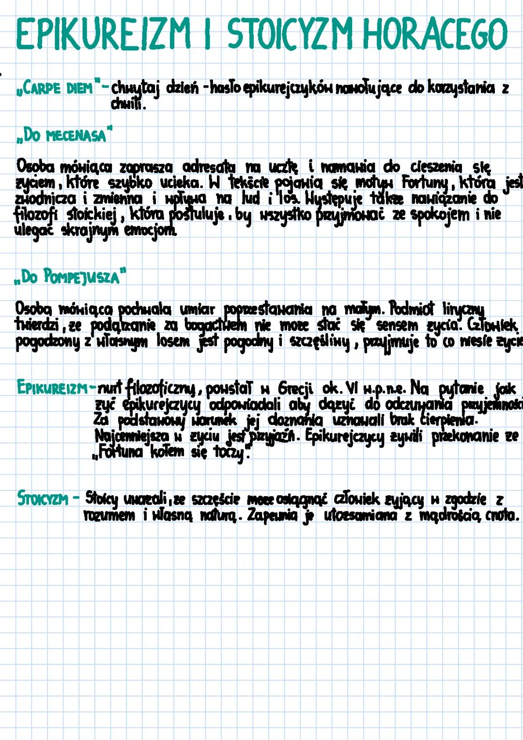 Epikureizm i Stoicyzm w Twórczości Horacego