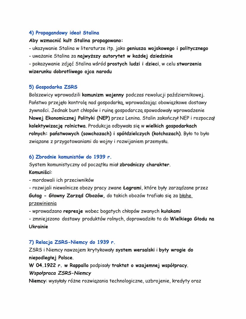 ZSRS-imperium komunistyczne
30.12.1922 r. - utworzenie ZSRS
04.1922 r.
-
podpisanie traktatu współpacy ZSRS i Niemiec
23.08.1939 r. - podpis