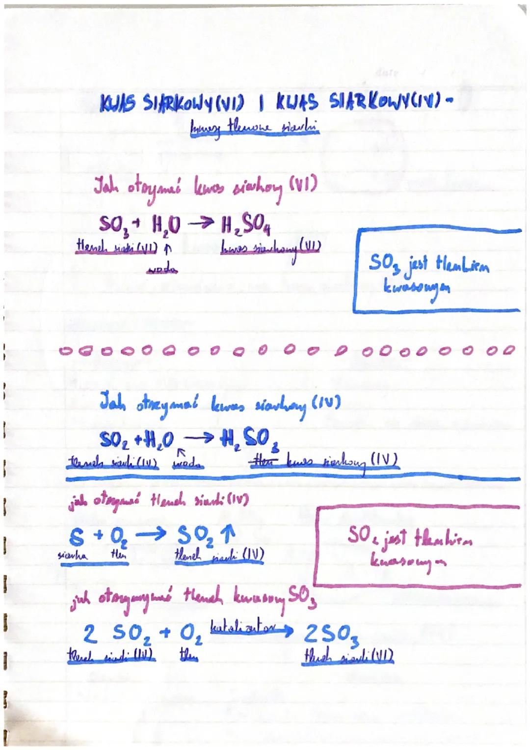 1
1
1
1
1
I
1
}
1
KUAS SIARKOWY (VI) I KWAS SIARKOWY(IV)-
havey thmone rawhi
Jah otoymać kwas simhoy (VI)
SO₂+ H₂O → H₂SO4
Heneh di (1) ↑
wo