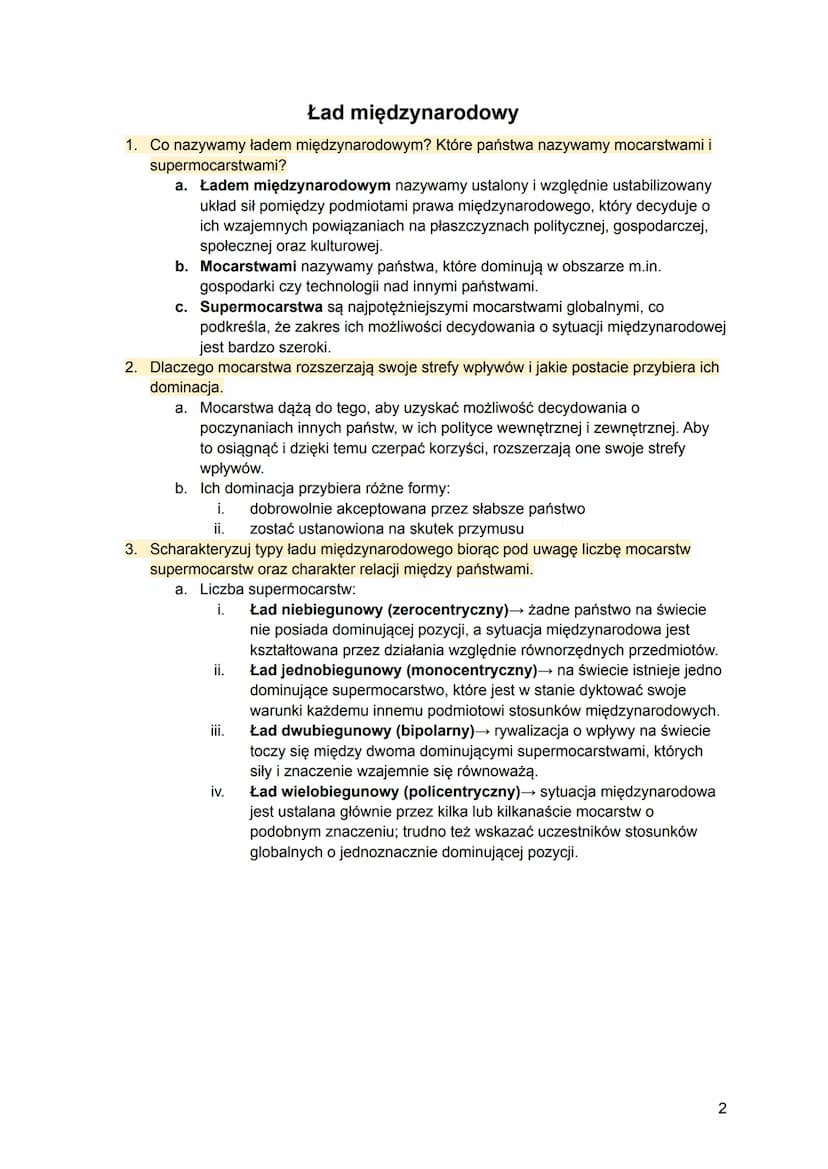 SPRAWY MIĘDZYNARODOWE
Współczesne stosunki międzynarodowe
Ład międzynarodowy
Gospodarka w polityce międzynarodowej
Współczesna globalizacja
