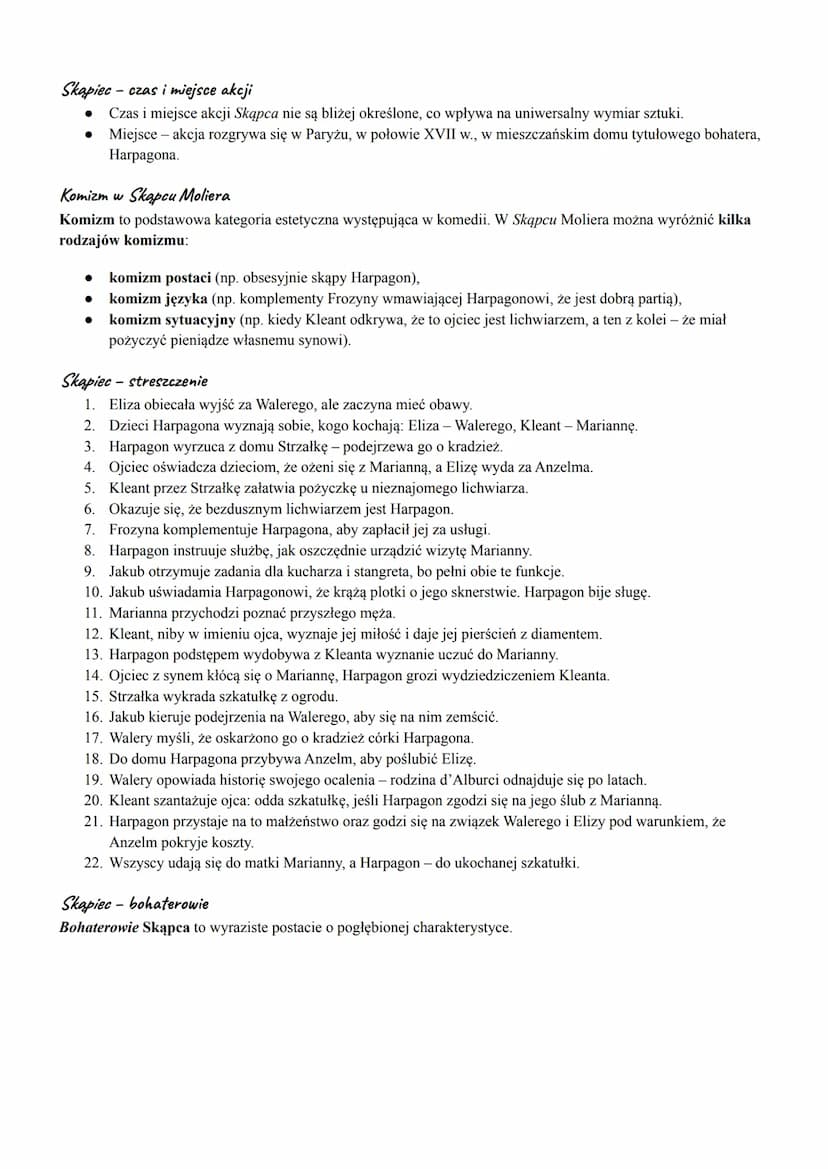
<p>Skąpiec Moliera jest wybitną komedią ośmieszającą manię gromadzenia pieniędzy i żądzę posiadania. Sztuka ukazuje kamienne serce material