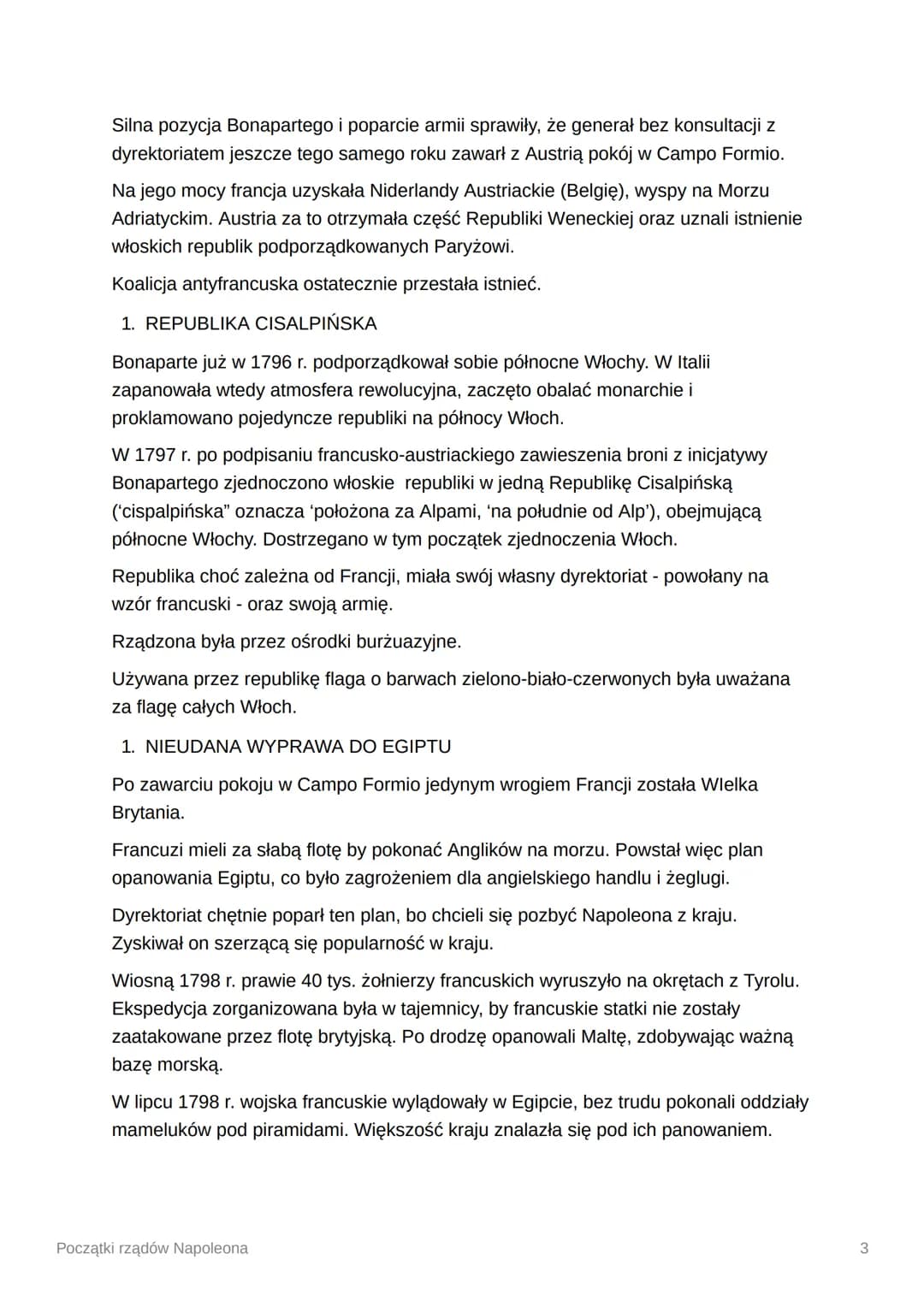Początki rządów Napoleona
1. RZĄDU DYREKTORIATU
Dyrektoriat, który objął władzę po obaleniu Robespierre'a, składał się z pięciu
dyrektorów w