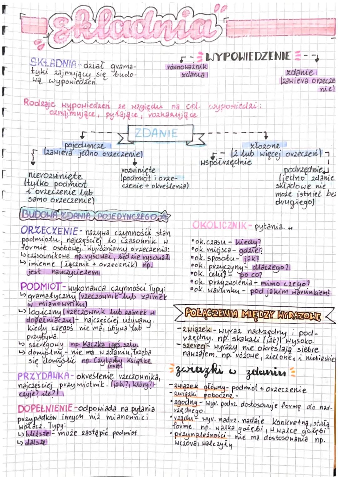 F
r
F
F
F
F
୮
-
Skladnia'
SKLADNIA dział grama-
tyki zajmujący się budo-
wa wypowiedzen.
pojedyncze
zawiera jedno orzeczenie)
Rodzaje wypowi