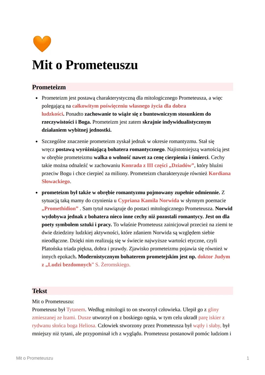 
<h2 id="prometeizm">Prometeizm</h2>
<p>Prometeizm jest postawą charakterystyczną dla mitologicznego Prometeusza. Polega on na całkowitym po