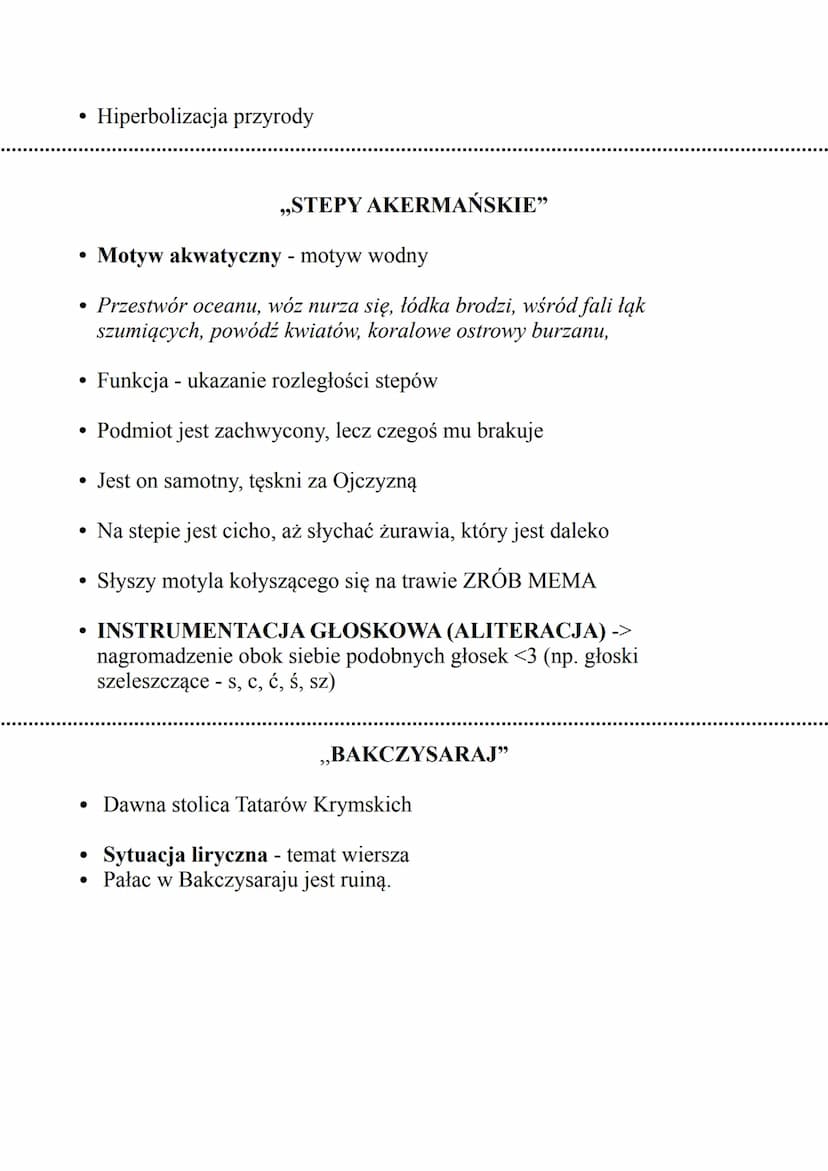 8. ,,Sonety krymskie"
Orientalizm - (romantyzm) fascynacja Wschodem, zapożyczenia z
języka wschodniego. Wzór kulturowy, opozycja wobec Zacho