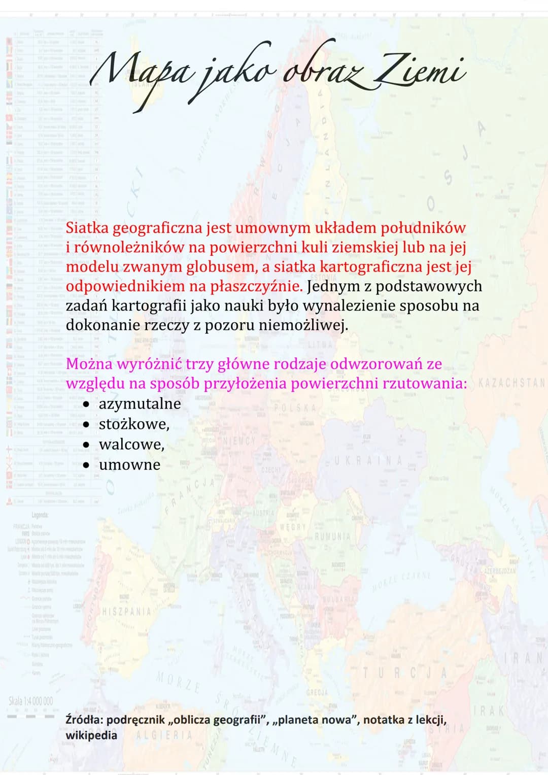 Na
11
The
11
T
1
Legenda:
FRANCJA P
PARIS S
Skala 1:4 000 000
+ REYKJAVIK
S
Mapa to obraz powierzchni Ziemi lub jej fragmentu
przedstawiony 