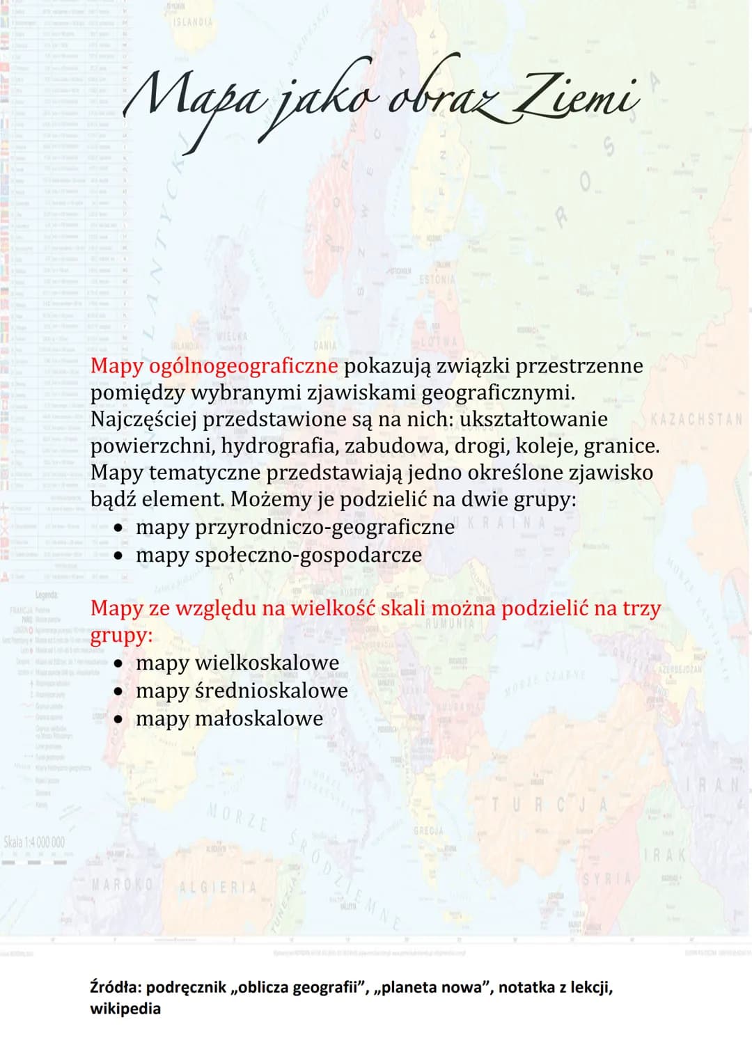 Na
11
The
11
T
1
Legenda:
FRANCJA P
PARIS S
Skala 1:4 000 000
+ REYKJAVIK
S
Mapa to obraz powierzchni Ziemi lub jej fragmentu
przedstawiony 