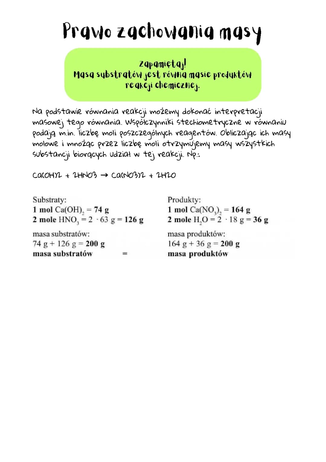 Prawo zachowania masy w chemii - Klasa 7