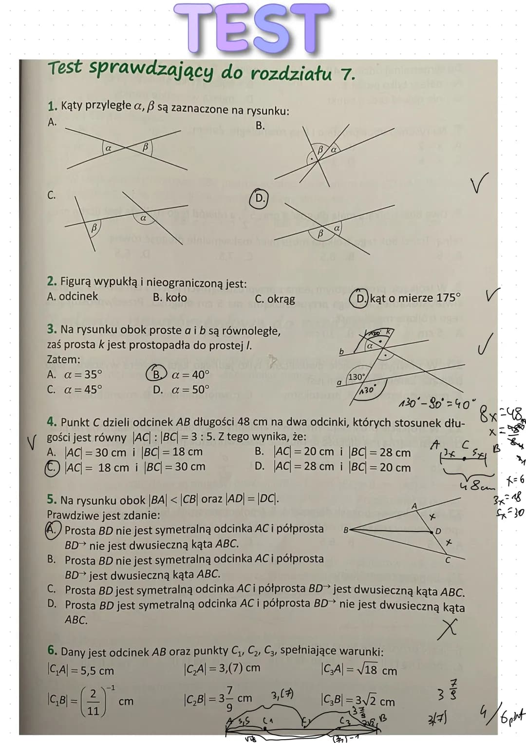 
<p>Punkt również jest figurą geometryczną. Odcinkiem o końcach A, B nazywamy figurę utworzoną z punktów A i B oraz ze wszystkich punktów pr