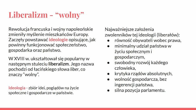 
<h2 id="liberalizmwolny">Liberalizm - "wolny"</h2>
<p>Rewolucja francuska i wojny napoleońskie zmieniły myślenie mieszkańców Europy. Zaczęł