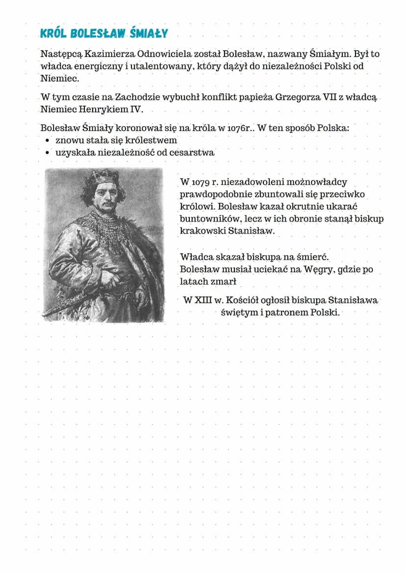 UPADEK I ODBUDOWA PAŃSTWA
MIESZKO II
Po śmierci ojca Mieszko II został królem (1025). Objął rządy w
państwie i tak jak ojciec wmieszał się d