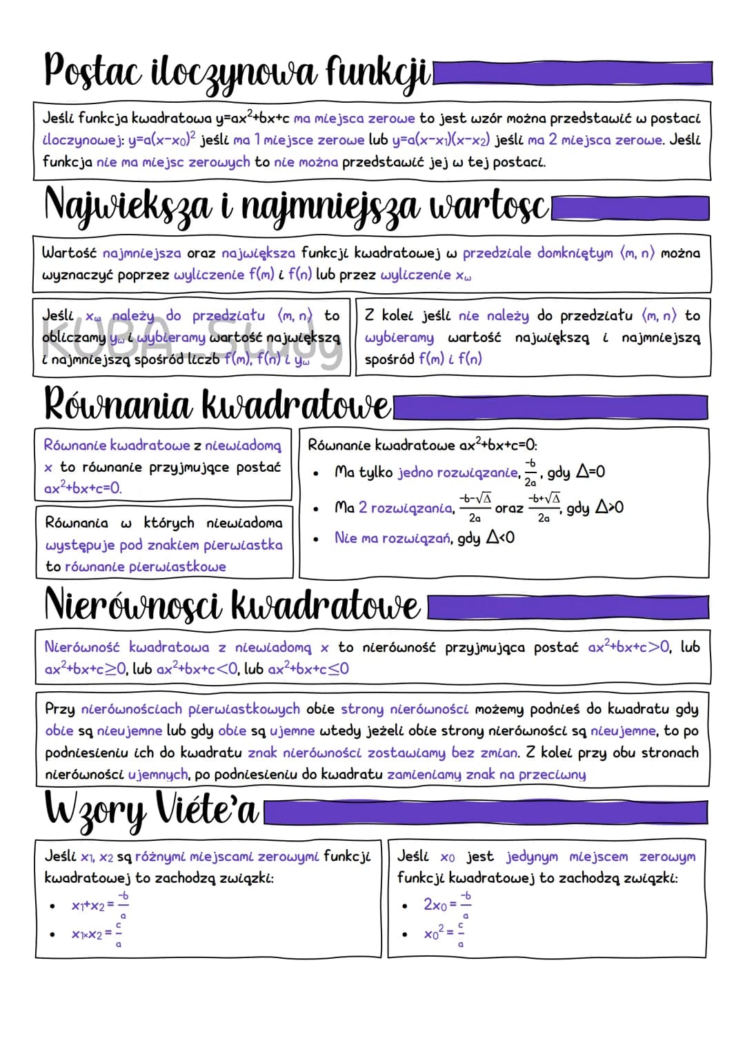 Funkcja kwadratowa
Funkcja kwadratowa to funkcja którą
opisuje się wzorem yax²+bx+c (wzór w
postaci ogólnej). Liczby rzeczywiste a, b, c
to 