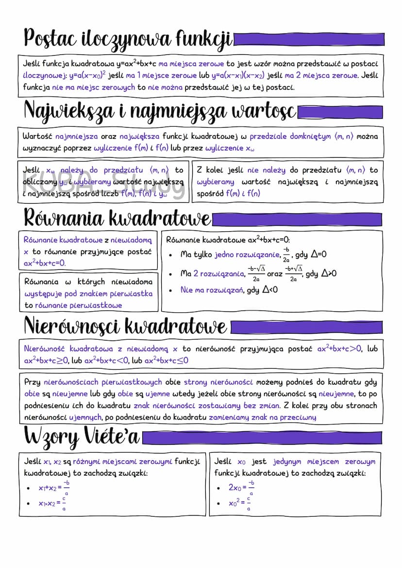 Funkcja kwadratowa
Funkcja kwadratowa to funkcja którą
opisuje się wzorem yax²+bx+c (wzór w
postaci ogólnej). Liczby rzeczywiste a, b, c
to 