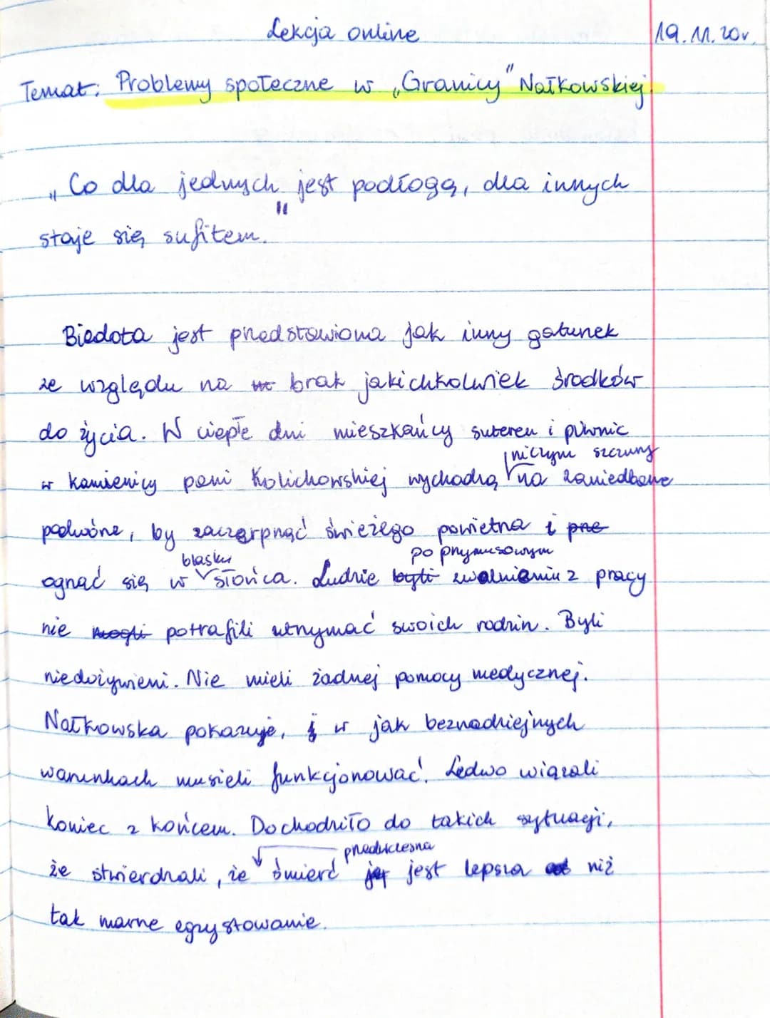 Lekcja online
Temat: Problemy społeczne w
„Granicy Nałkowskiej
#t
Co dla jednych jest podłogą, dla innych
staje się, sufitem.
Biedota jest p
