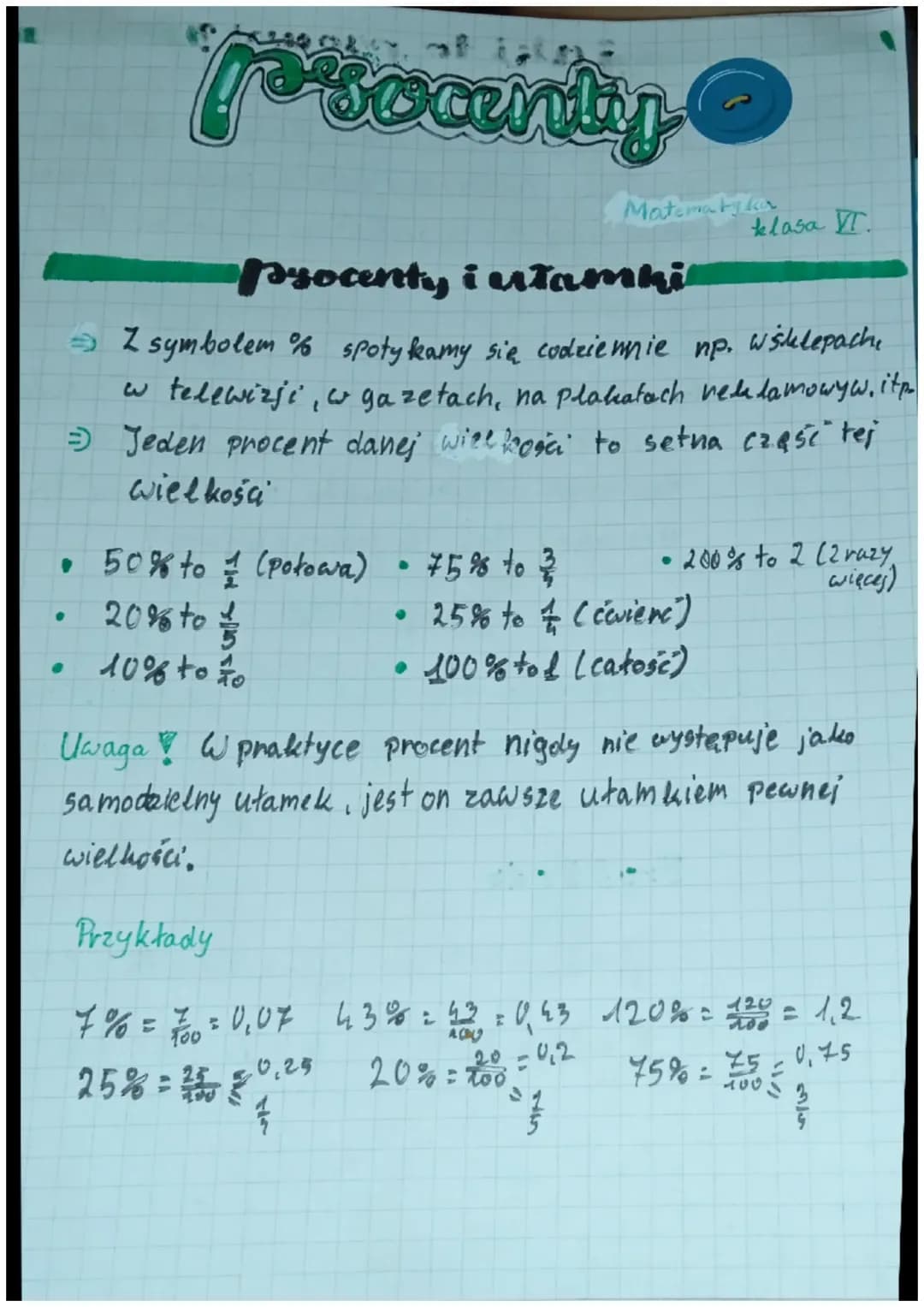 pascanty
Matematyka
procenty i ułamkil
klasa T
→ Z symbolem % spotykamy się codziennie np. w sklepach
w telewizji, w gazetach, na plakatach 