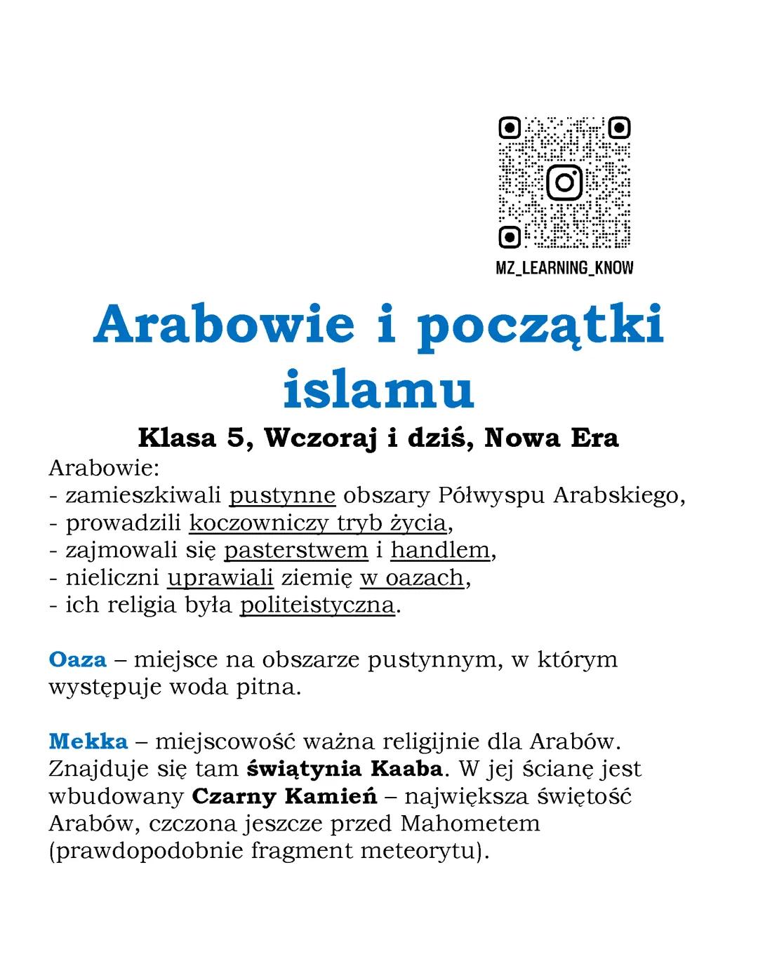 Arabowie i początki islamu kl 5 Wczoraj i dziś Nowa Era