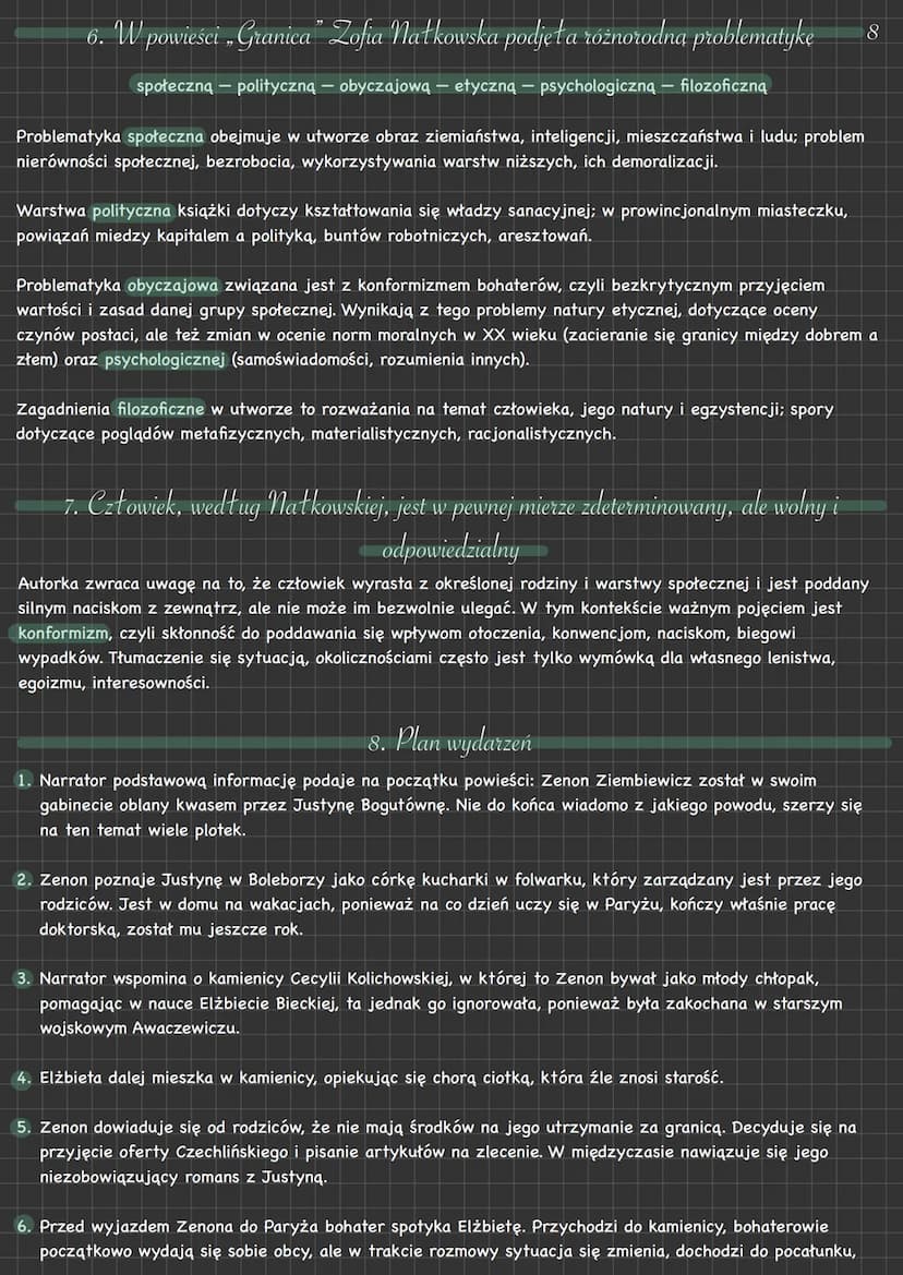 Zofia natkowska
GRANICA
data powstania: 1935 r.
gatunek: powieść psychologiczna
granica
ekonomiczno
społeczna
1. Akcja Granicy" jest wielową