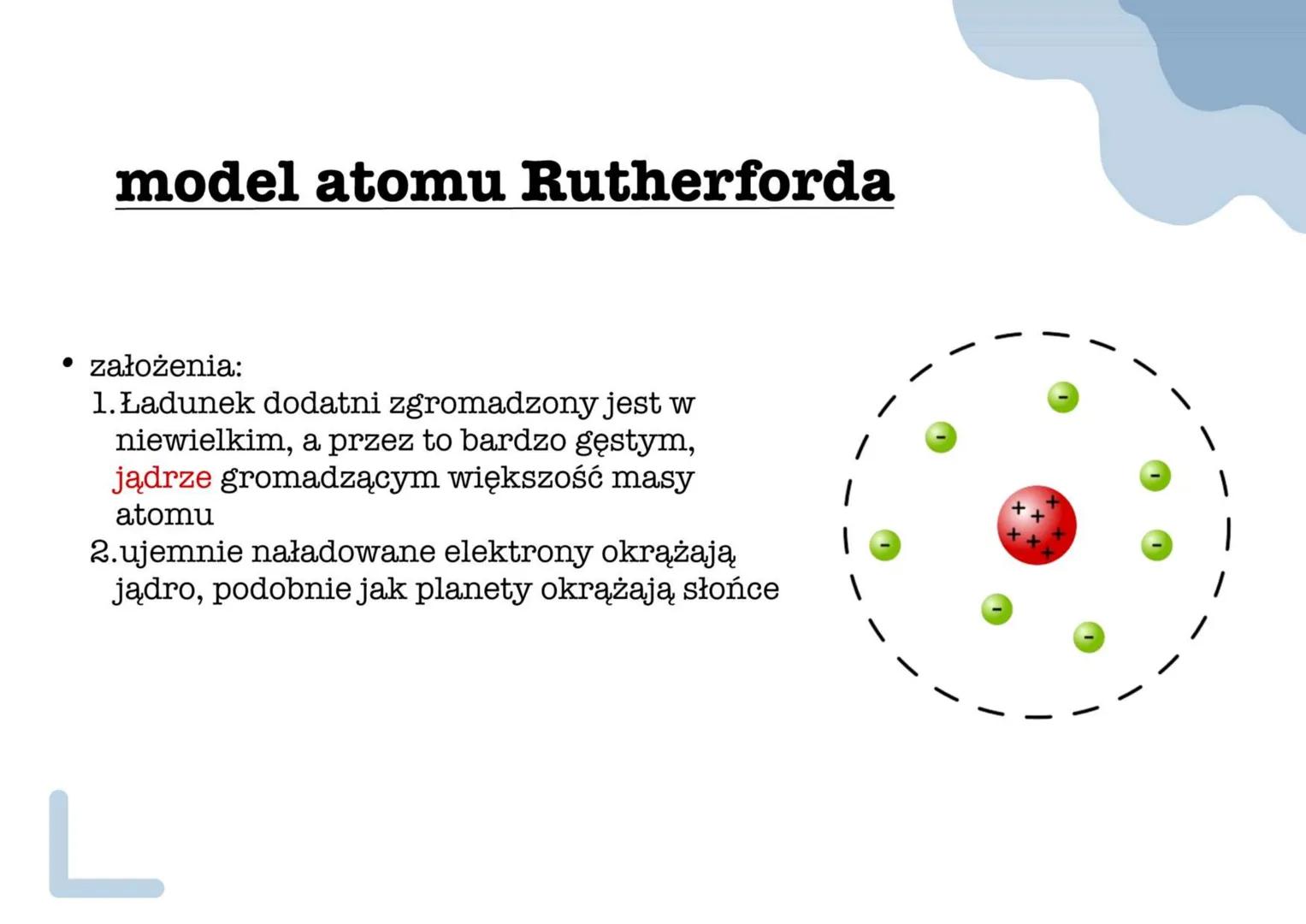 Teoria atomowa Daltona
To pierwsza próba zbudowania logicznego i kompletnego
opisu materii w języku atomów i ich własności
• Opiera się na p