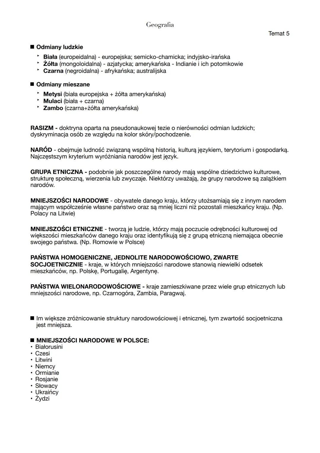 ■ Odmiany ludzkie
▸ Biała (europeidalna) - europejska; semicko-chamicka; indyjsko-irańska
Żółta (mongoloidalna) - azjatycka; amerykańska - I