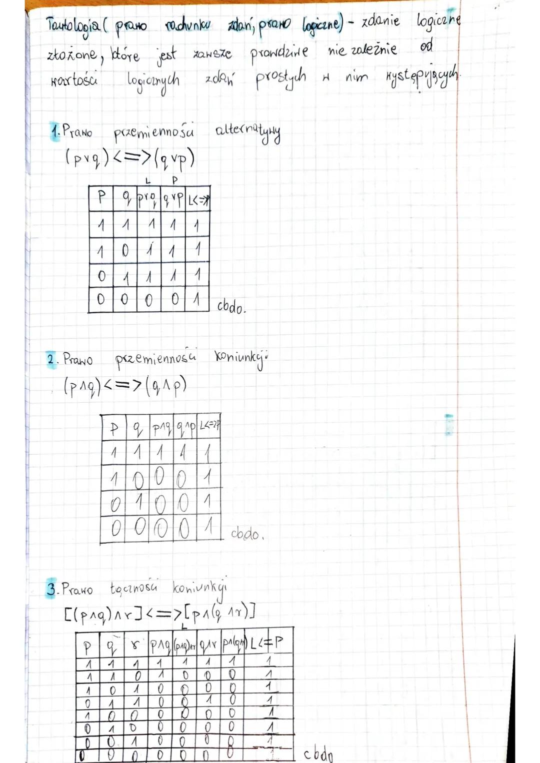 Zdanie logiczne
przyporządkować jedną
Lub fat sz (0)
np.: p 1 = 2
w (p)=0
q: Stolica polski jest Warszawa. N(q) = 1
Zdania logiczne pojedync