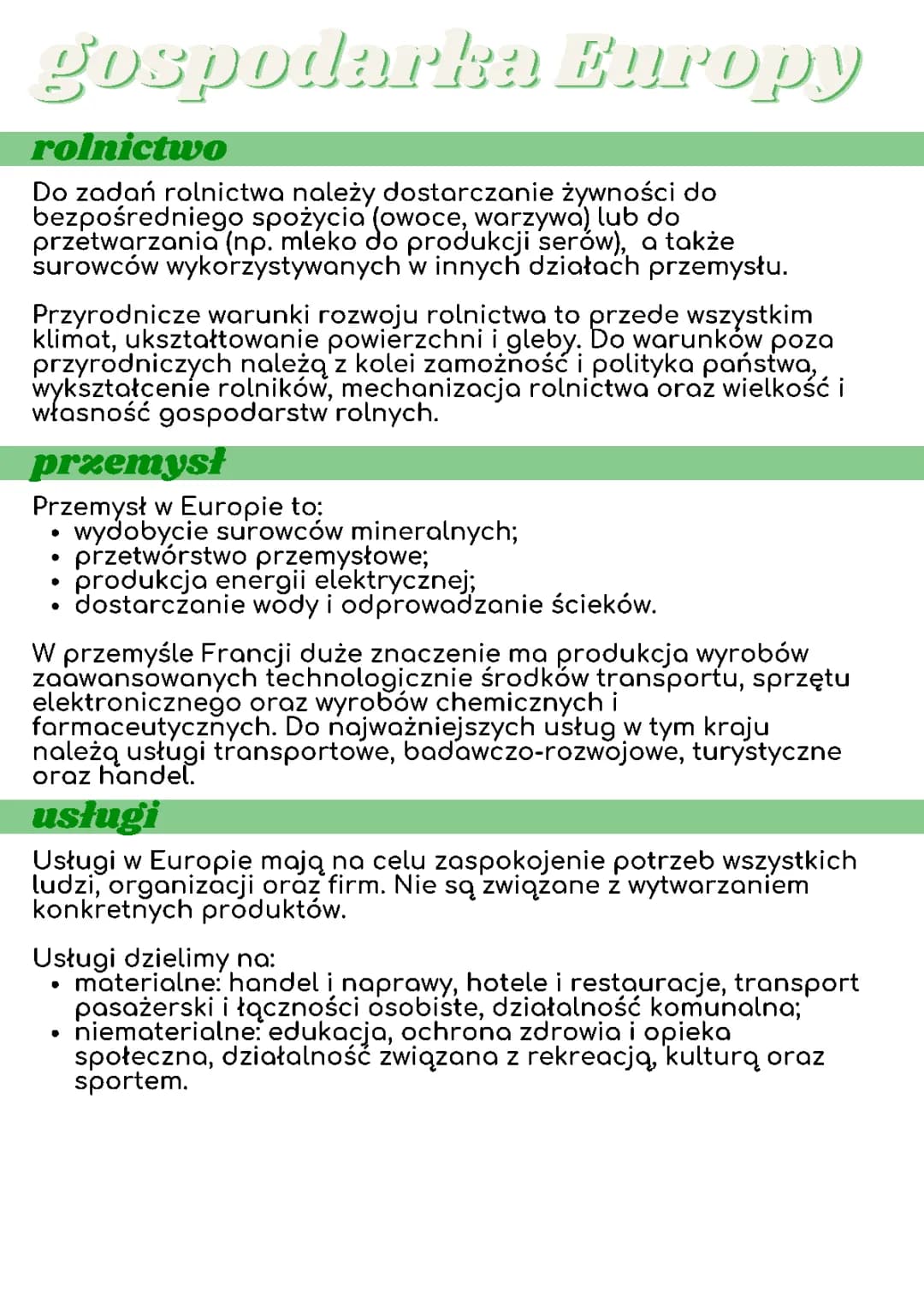 gospodarka europy