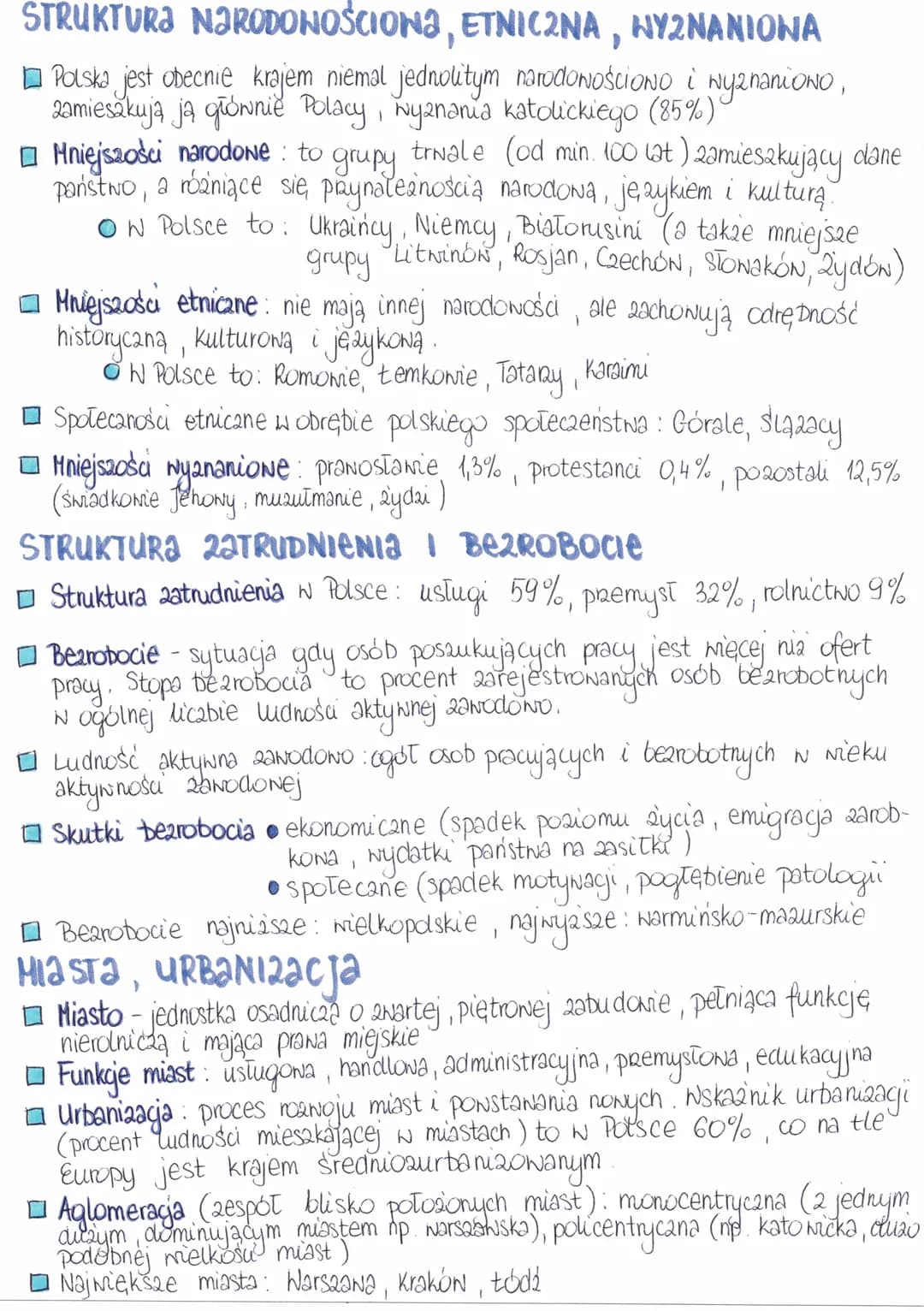 --- OCR Start ---
STRUKTURA NARODONOŚCIONS, ETNICZNA, WYZNANIONA
Polska jest obecnie krajem niemal jednolitym narodowościONO i wyznanioNO,
z