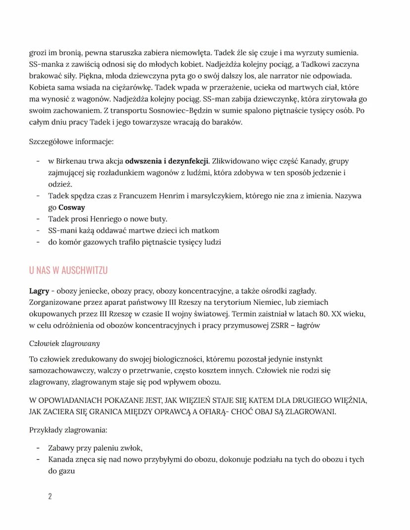 TADEUSZ BOROWSKI
WYBRANE OPOWIADANIA
PROSZĘ PAŃSTWA DO GAZU
Rzeczywistość obozowa w opowiadaniach Tadeusza Borowskiego ,,Proszę państwa do g