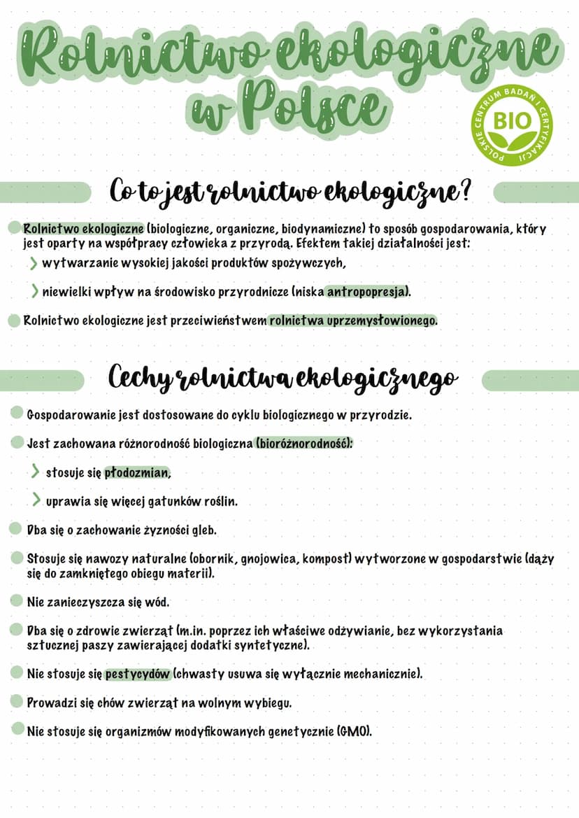 Rolnictwo ekologiczne
w Polsce
Cechy rolnictwa ekologicznego
POLSKILTRUMP
Gospodarowanie jest dostosowane do cyklu biologicznego w przyrodzi