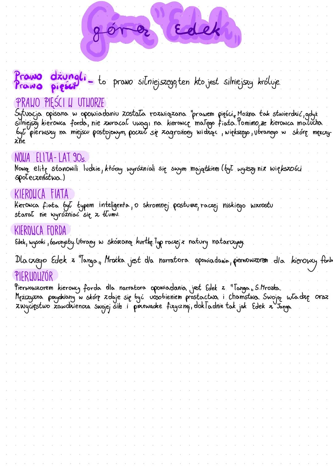 # góra Edek
Edek
Prawo dżungli_
Prawo pięści
- to prawo silniejszego, ten kto jest silniejszy króluje.

## PRAWO PIĘŚCI W UTWORZE
Sytuacja o