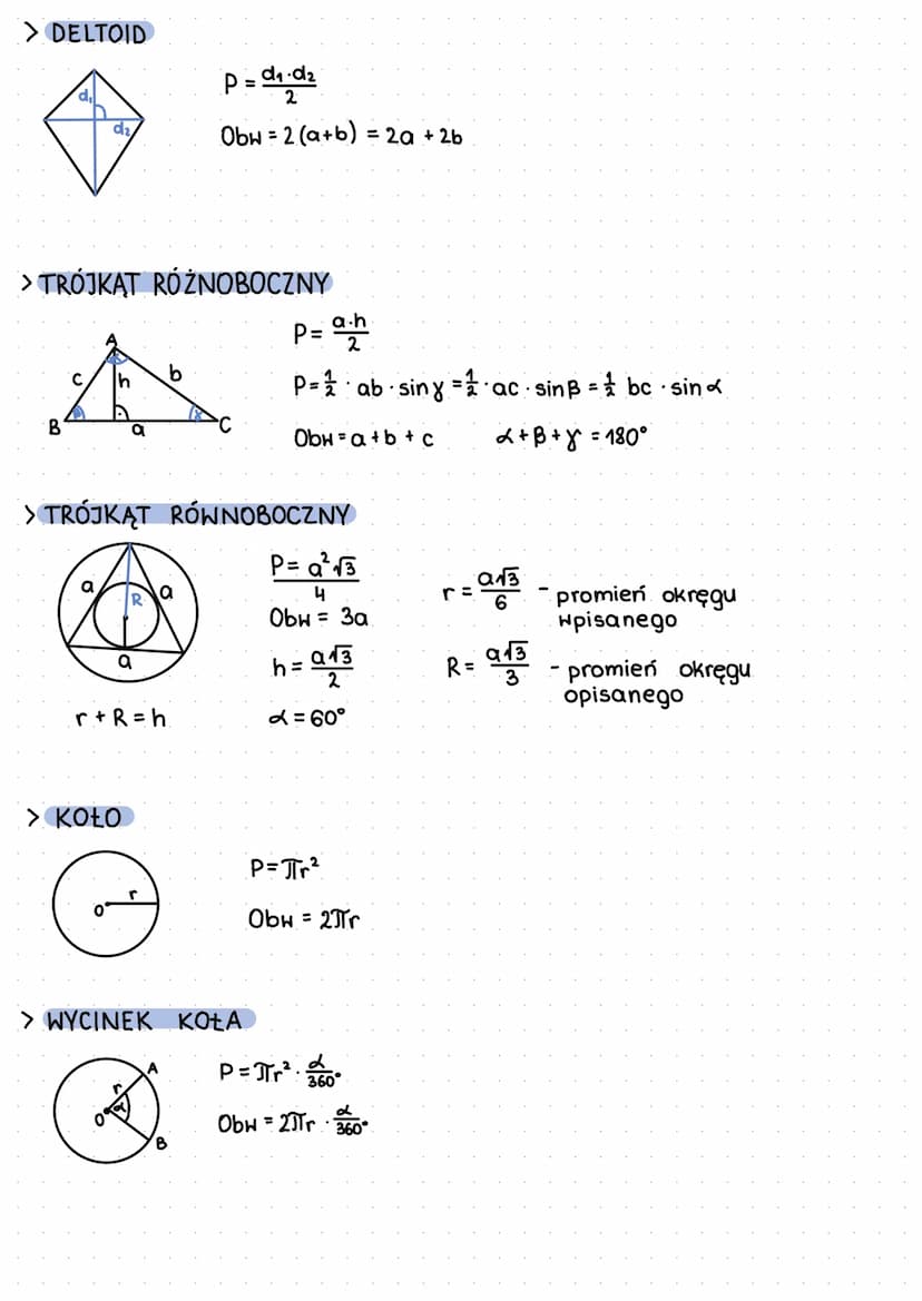 a
Planimetria
> KWADRAT
изочу
a
a
> PROSTOKĄT
> ROMB
h
a
Tha
a
> TRAPEZ
d₂
d₁
> RÓWNOLEGŁOBOK
a
a
a
P=a²
Obw=4a
d=a₁2
hb
P=ab
Obw=2(a+b)=2a 