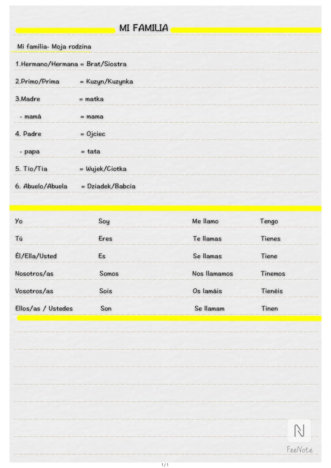 Ejercicios y Vocabulario de La Familia en Español - Aprende con PDF