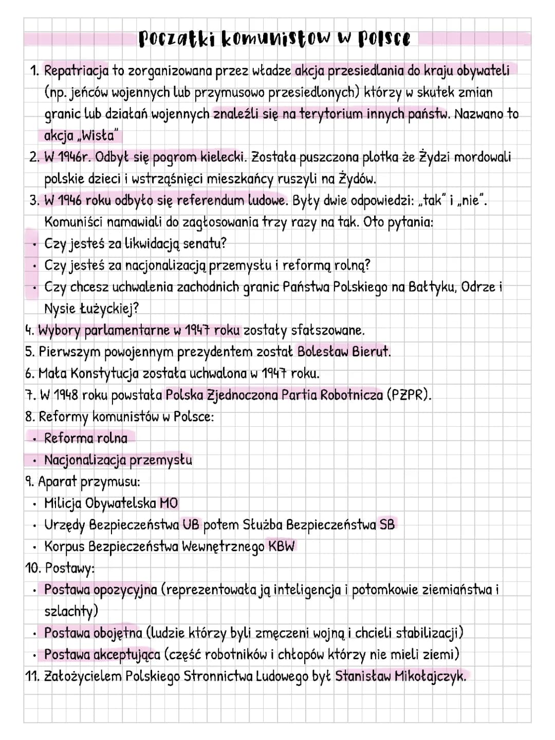 Początki władzy komunistów w Polsce.
