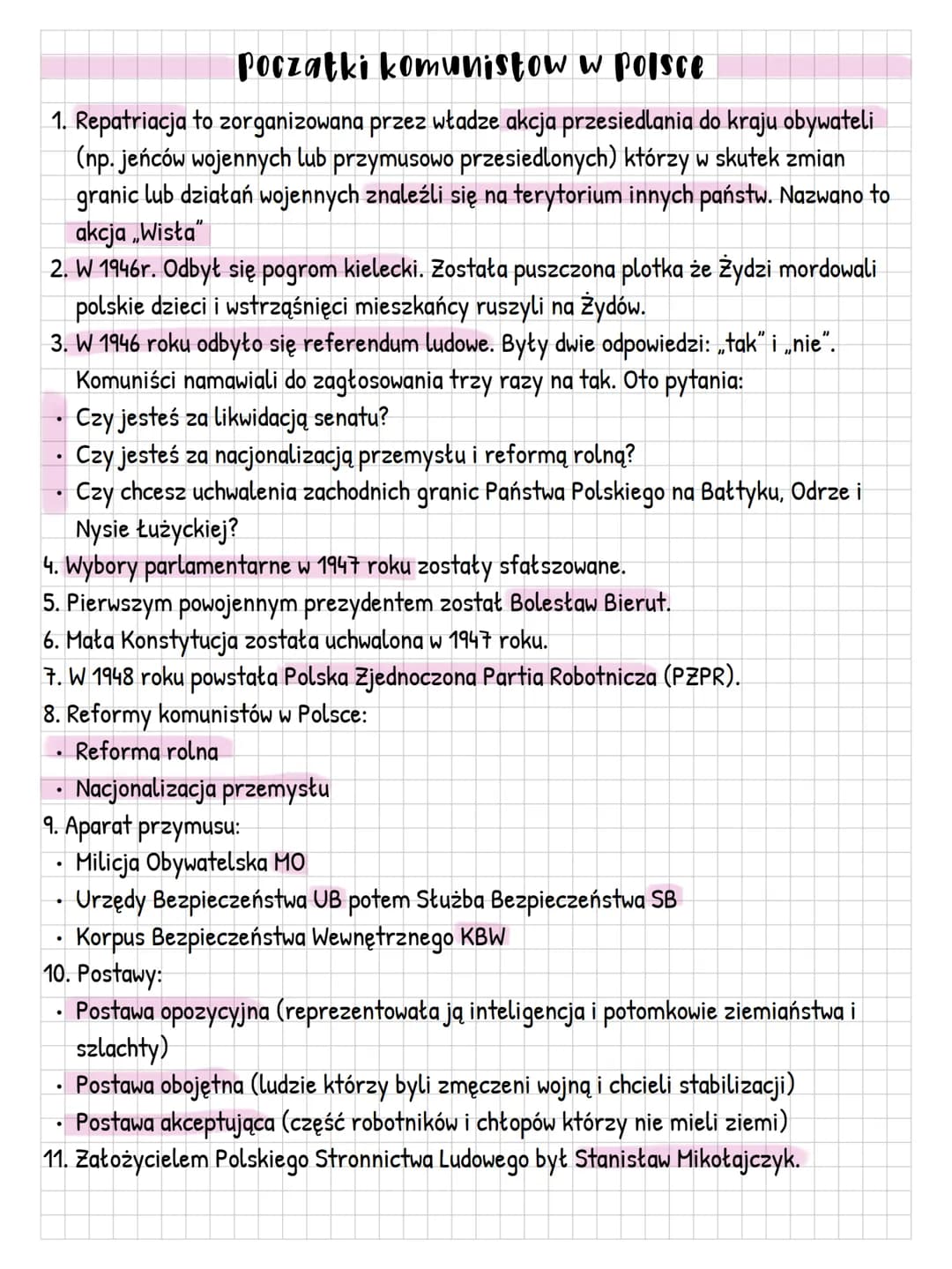 Poczatki komunistow w polsce
1. Repatriacja to zorganizowana przez władze akcja przesiedlania do kraju obywateli
(np. jeńców wojennych lub p