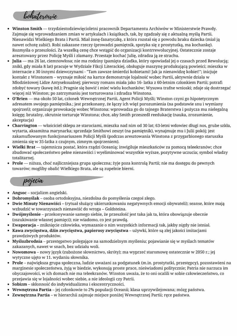 GEORGE ORWELL
czas i miejsce akcji
Akcja powieści toczy się w Londynie, w fikcyjnym państwie o nazwie Oceania; w Ministerstwie Prawdy, w mie