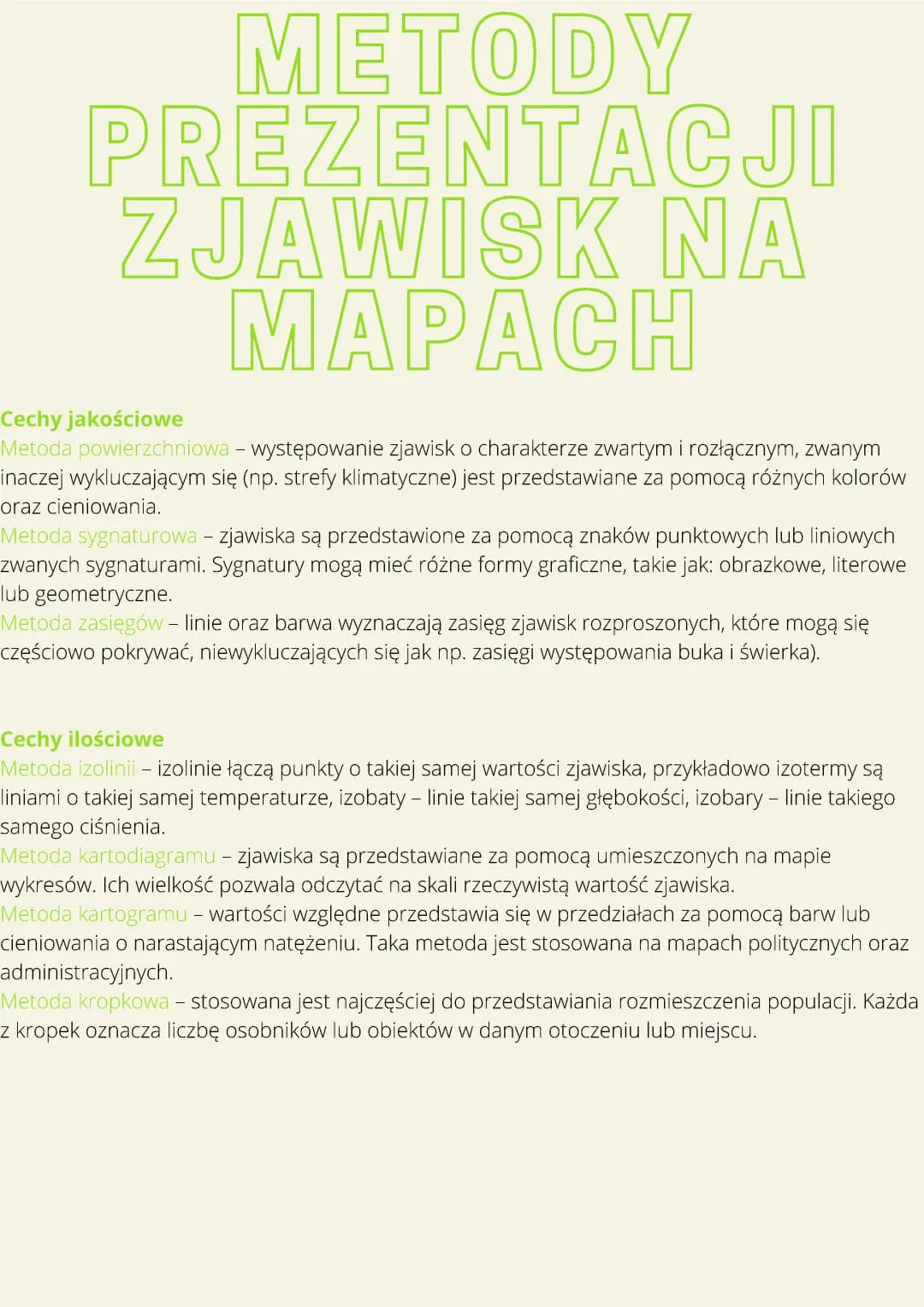 Metody kartograficzne do prezentacji zjawisk na mapach