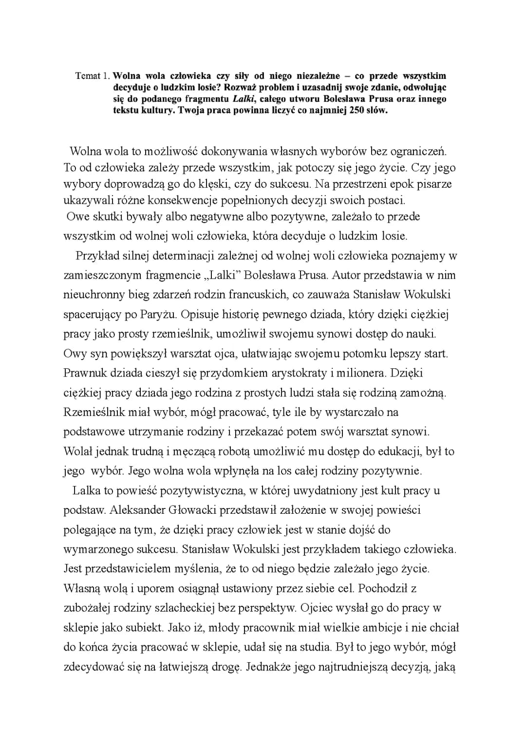 Czy człowiek ma wolną wolę? - Rozprawka na przykładzie Antygony