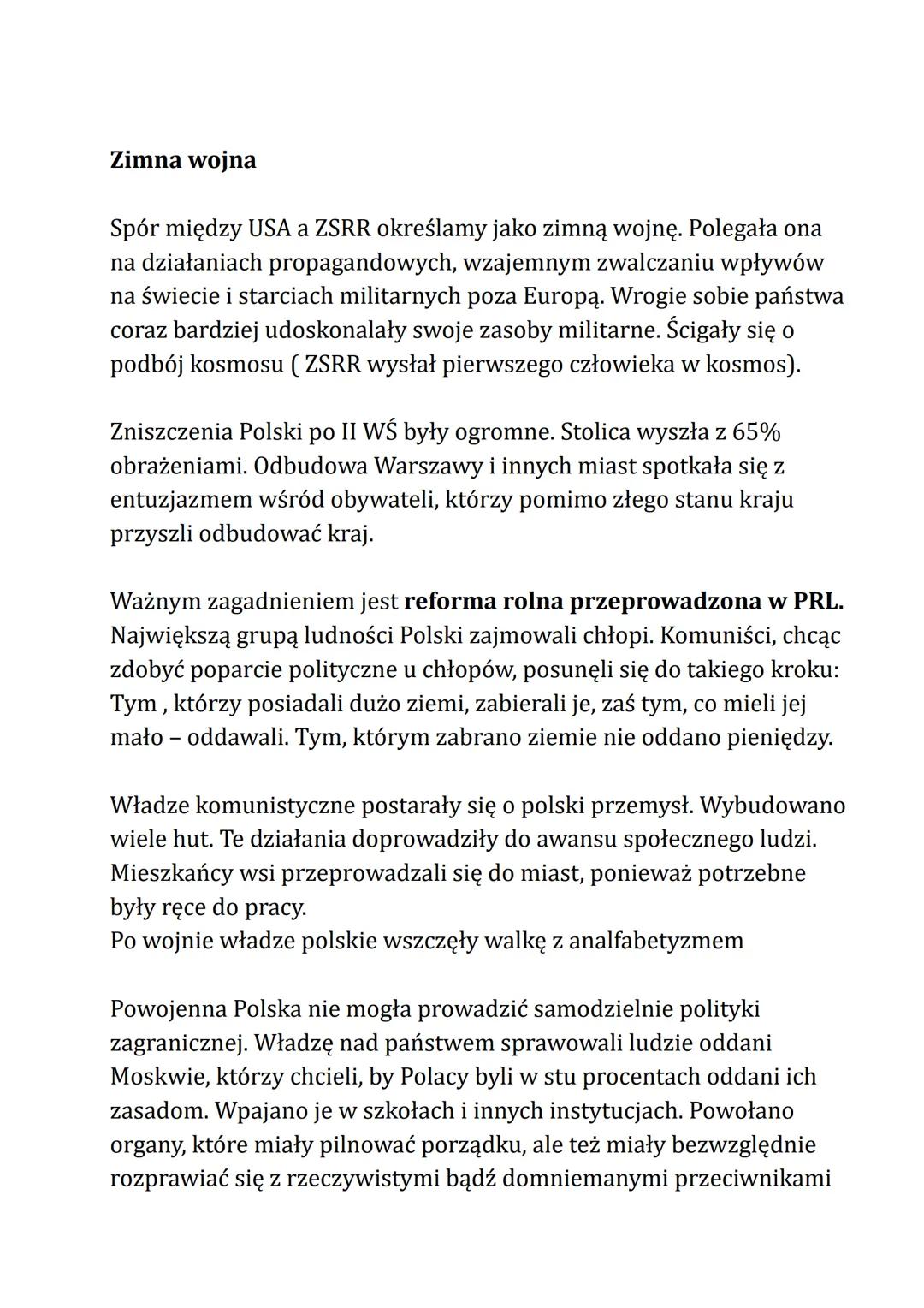 Powtórka PRL
Skutki II WŚ to:
a) Miliony ofiar śmiertelnych i rannych
b) Przesiedlenia ludności
c) Powstanie nowych państw, zmiana granic.
d