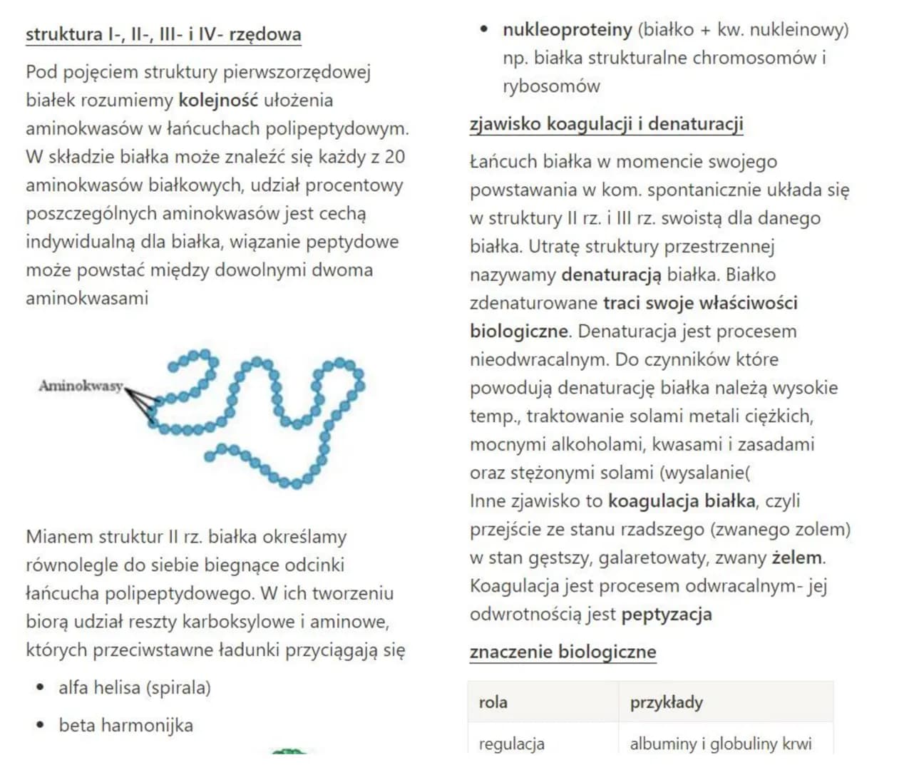 Białka
stanowią budulec wszystkich błon plazmatycznych. Jako enzymy kierują procesami
metabolicznymi. Nie istnieją procesy życiowe, w któryc