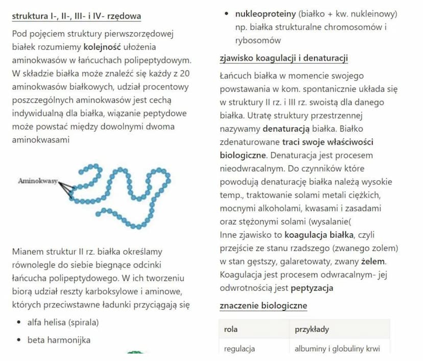 Białka
stanowią budulec wszystkich błon plazmatycznych. Jako enzymy kierują procesami
metabolicznymi. Nie istnieją procesy życiowe, w któryc