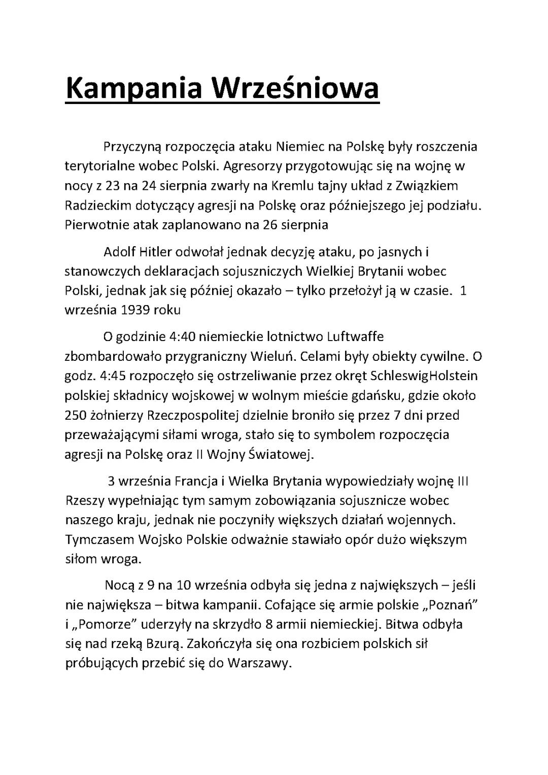 Kampania Wrześniowa w Pigułce - Klasa 8