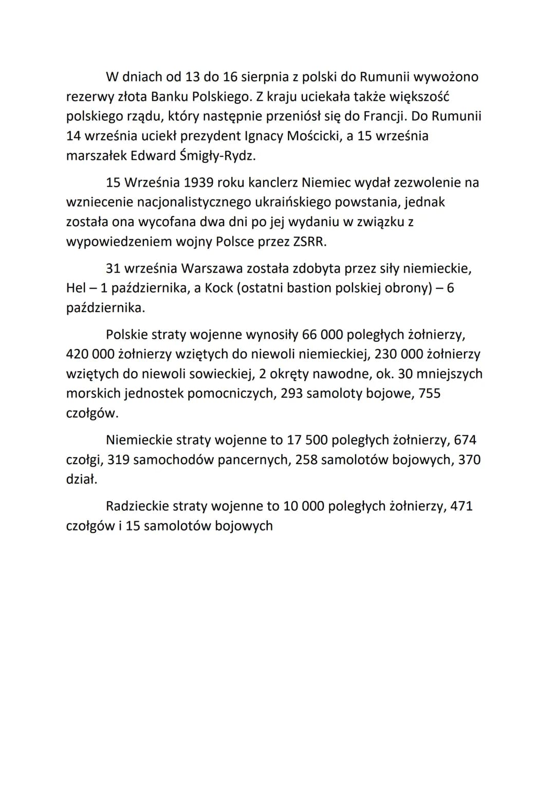 Kampania Wrześniowa
Przyczyną rozpoczęcia ataku Niemiec na Polskę były roszczenia
terytorialne wobec Polski. Agresorzy przygotowując się na 