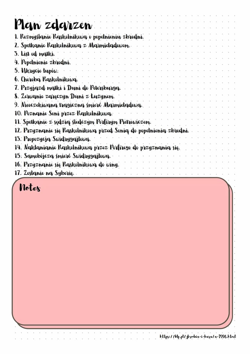 Zbrodnia i kara
Streszczenie
Rodion Raskolnikow studiowal prawo, powodem dlaczego jednak zrezygnowal
z nauki byl brak pieniedzy. Mieszkał w 