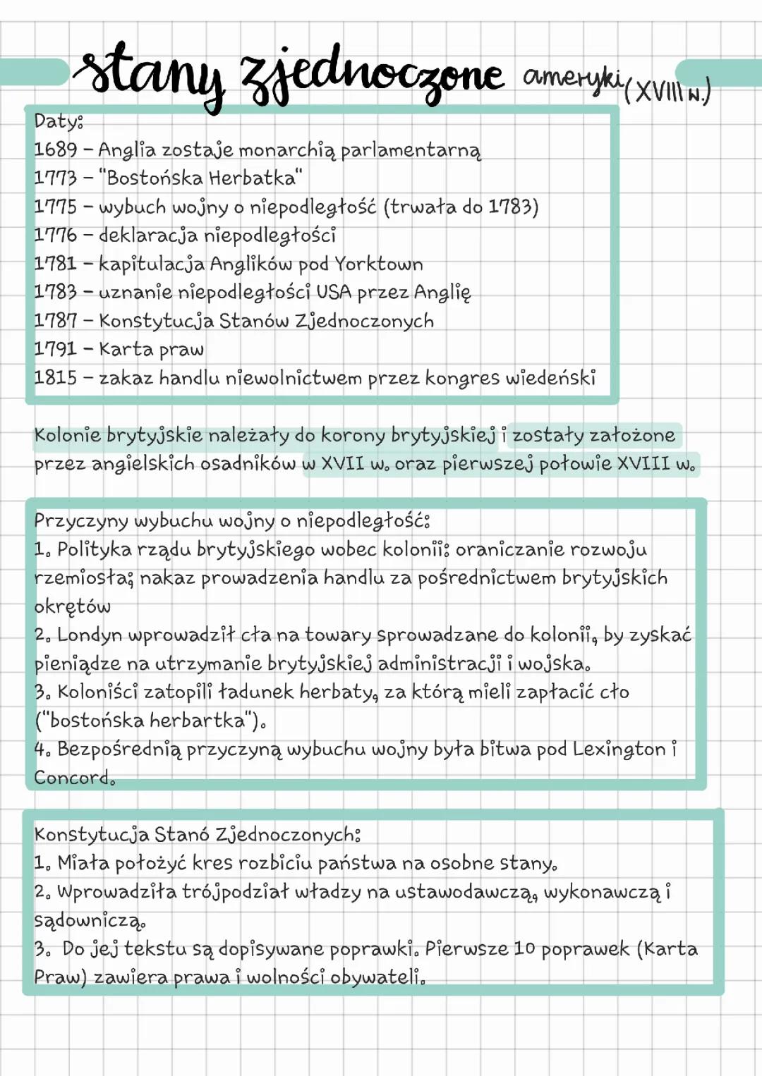 Krótka historia USA: Powstanie, Wojna o Niepodległość i Konstytucja