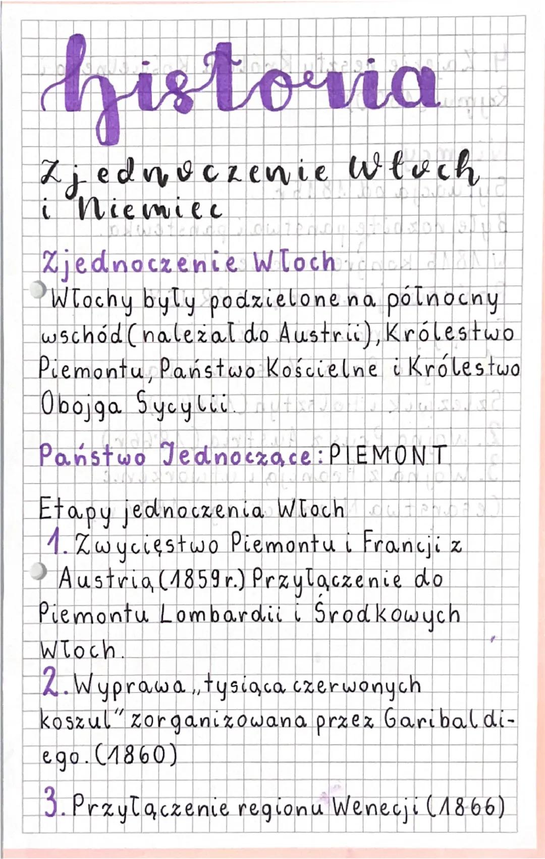 historia
Zjednoczenie Włoch
i Niemiec
Zjednoczenie Włocheld
Włochy były podzielone na północny
wschód (nalexal do Austrii), Królestwo
Piemon