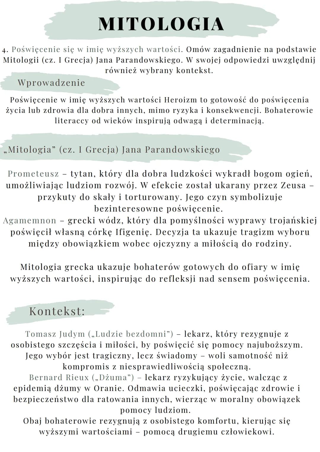 # MITOLOGIA

6. Miłość silniejsza niż śmierć. Omów zagadnienie na podstawie Mitologii (cz.
I Grecja) Jana Parandowskiego. W swojej odpowiedz