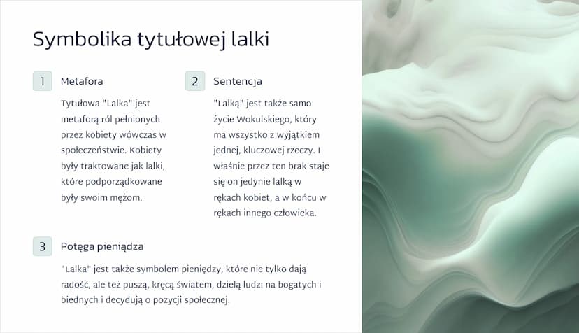 "Lalka" Bolesława Prusa
Powieść "Lalka" Bolesława Prusa to dzieło, które na zawsze zapisze się
w historii literatury polskiej. Przez wiele l