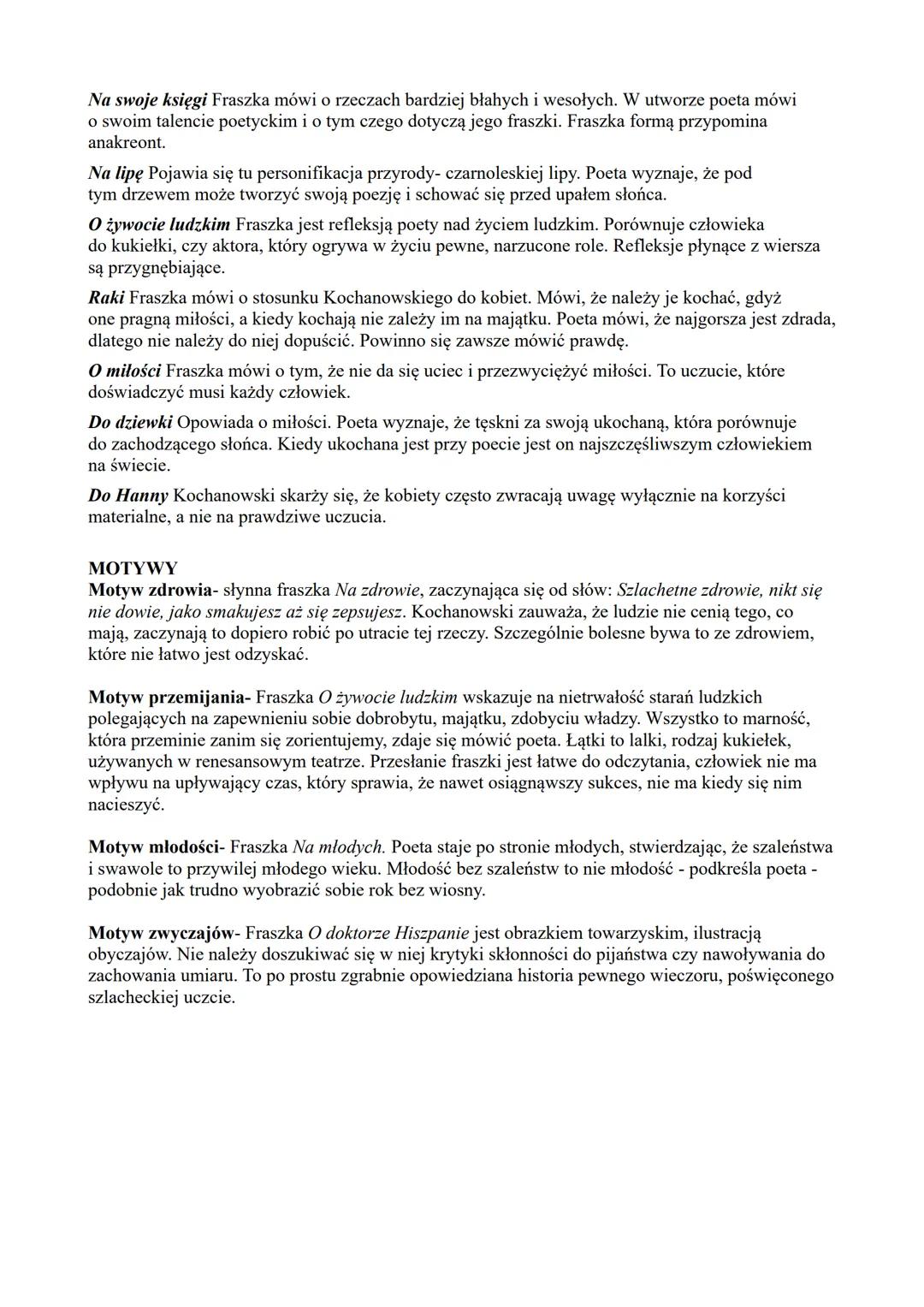 # FRASZKI

Autor: Jan Kochanowski

Rodzaj literacki: liryka

Gatunek literacki: tren

Epoka: renesans

CZAS I MIEJSCE AKCJI

Kochanowski two